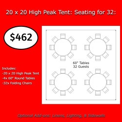 20x20 Tent Package 32 Guests